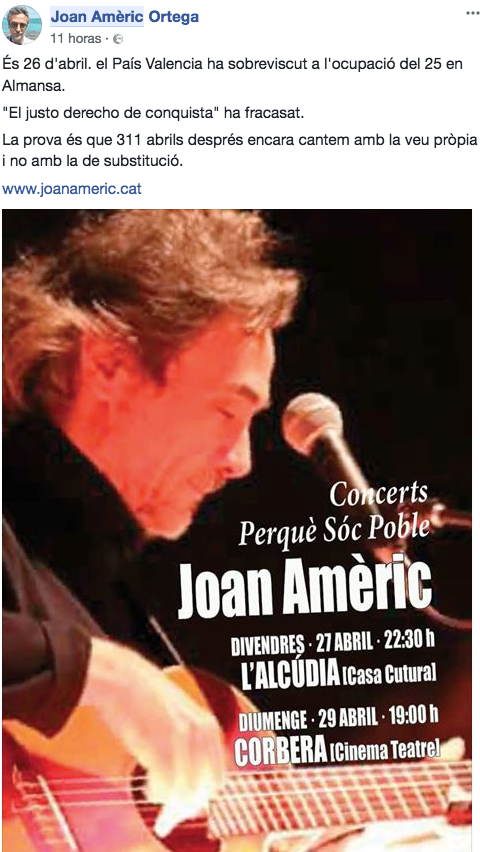 JOAN AMERIC CONCERTS ABRIL 2018